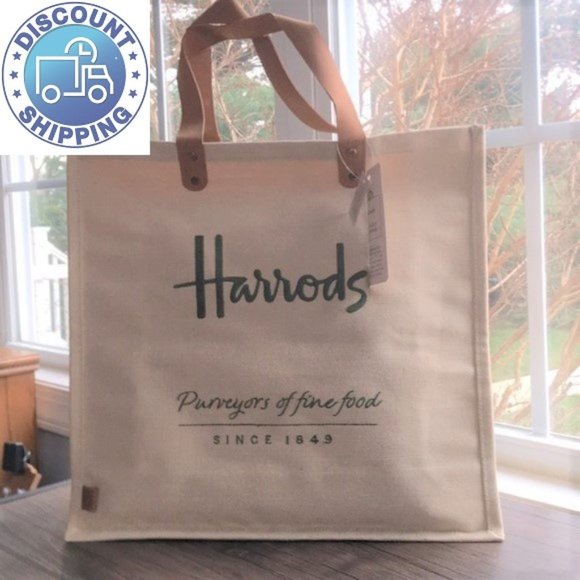 🇬🇧 NWT Harrods Reusable Jute Shopper Bag Tote!!! - Picture 6 of 6